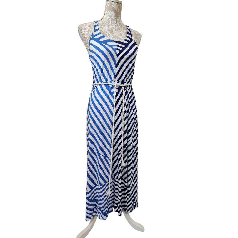 LOFT Nautical Maxi Dress Striped Racerback With Rope Belt Women’s Size XS Petite